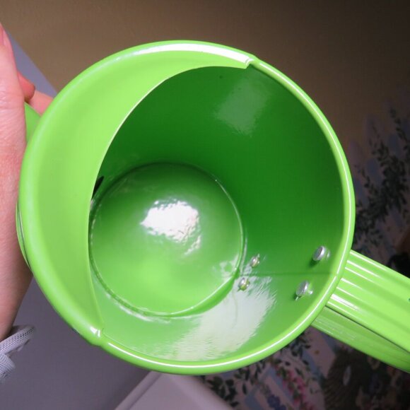Lime Green Polka Dot Watering Can Metal Spring Decor Item - Picture 10 of 16